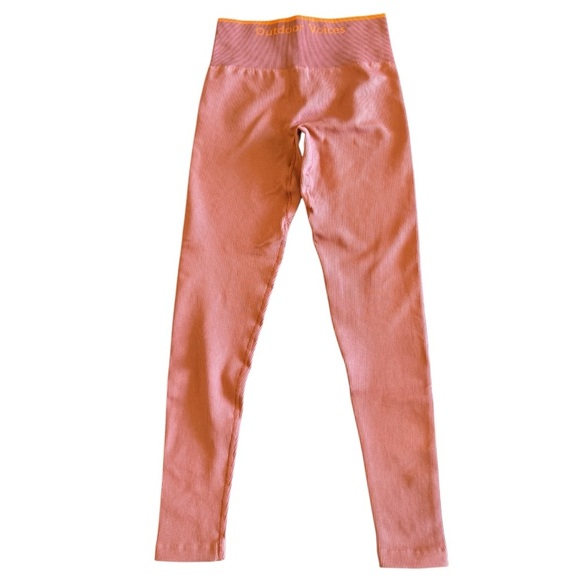 Outdoor Voices Womens Leggings S Seamless Ribbed Rust Orange Activewear Lounge - Picture 2 of 7